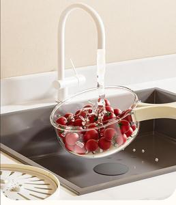 Poignées pliables avec couvercle Double couche <span class=keywords><strong>panier</strong></span> de vidange de lavage de légumes bol <span class=keywords><strong>à</strong></span> <span class=keywords><strong>salade</strong></span> cuisine réfrigérateur bol de vidange multifonctionnel - Product Image 2