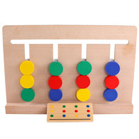 Vierkleurig Fruit Logic Game / 0.3 Dubbelzijdig houten Montessori-leermiddel voor twee doeleinden voor kinderen van 0-7 jaar
