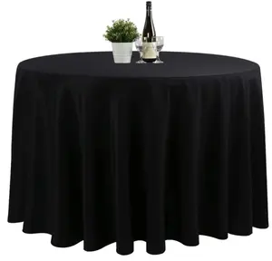 ผ้าปูโต๊ะทรงกลมสีดำผ้าปูโต๊ะผ้าโพลีเอสเตอร์สำหรับงานแต่งงานผ้าคลุมโต๊ะสำหรับงานเลี้ยง