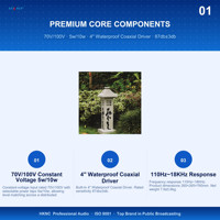 HKNC ST-2011SP4 Enceinte de jardin verticale en pierre pour calligraphie 10W 70V 100V étanche pour extérieur et aménagement paysager