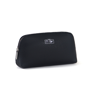 Pochettes de maquillage de <span class=keywords><strong>voyage</strong></span> personnalisées pour femmes, mini sac de beauté en cuir pu noir, sac de maquillage cosmétique - Product Image 1