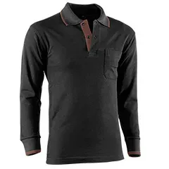 Polo - 691 XS Flex - Colore: Nero / Marrone - Polo in piqué a maniche lunghe con tasca sul petto e chiusura in velcro. / 97% - Product Image 2