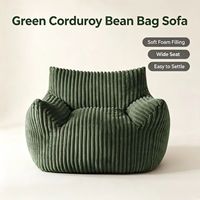 Fauteuil lounge en velours côtelé vert pour salon, canapé pouf moderne, siège individuel confortable pour se détendre