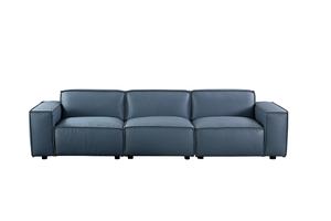 Modern Leather <strong>Sofa</strong> Corner Simple Living Room Leather <strong>Blue</strong> <strong>Sofa</strong> l Shaped Sectional Couch - Product Image 2