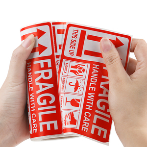 Custom <b>Printed</b> Fragile Warning Labels Handle With Care Glass Breakable Shipping Stickers Strong Adhesive Box Warning Decal - Product Image 6