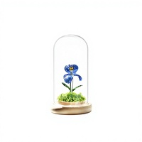 Fleur d'iris en verre de Murano faite à la main sous cloche en verre, fleur artistique en cristal pour décoration de table, cadeau