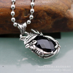 Collar con colgante de garra de dragón yunnique, acero inoxidable, piedra preciosa negra, joyería para hombre, accesorio de moda - Product Image 3