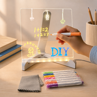 Veilleuse LED effaçable sur support lumineux en acrylique, tableau de dessin créatif pour enfants avec fonction de message, décoration d'intérieur, ensemble cadeau artisanal