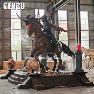Estatua grande de Halloween Grim Reaper Scythe y Skeleton Horse-Decoración de miedo para interiores y exteriores para suministros de fiesta de Halloween - Product Image 6