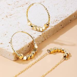 Kinnear Colorfast Dubai <span class=keywords><strong>18</strong></span> carats <span class=keywords><strong>or</strong></span> filles ensemble de <span class=keywords><strong>bijoux</strong></span> fantaisie dames africaines cube d'<span class=keywords><strong>or</strong></span> balancent grandes boucles d'oreilles en perles collier - Product Image 2