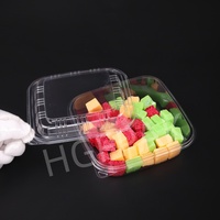 Umweltfreundliche 50OZ Klare Quadratische PET RPET Einweg-Plastik Lebensmittelgeeignete Takeaway-Box für Obst, Salat und Lebensmittel