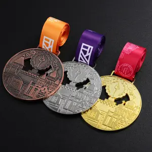 2024年中国メダルカスタムゴールドレスリングスポーツ韓国金属柔術柔道空手テコンドーメダルリボン付き