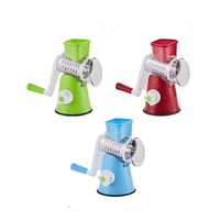 Râpe à Fromage Rotative Râpe à Tambour de Table Multi Légumes Fruits Trancheuse à Fromage Cutter Déchiqueteuse avec 3 Lames de Tambour Interchangeables