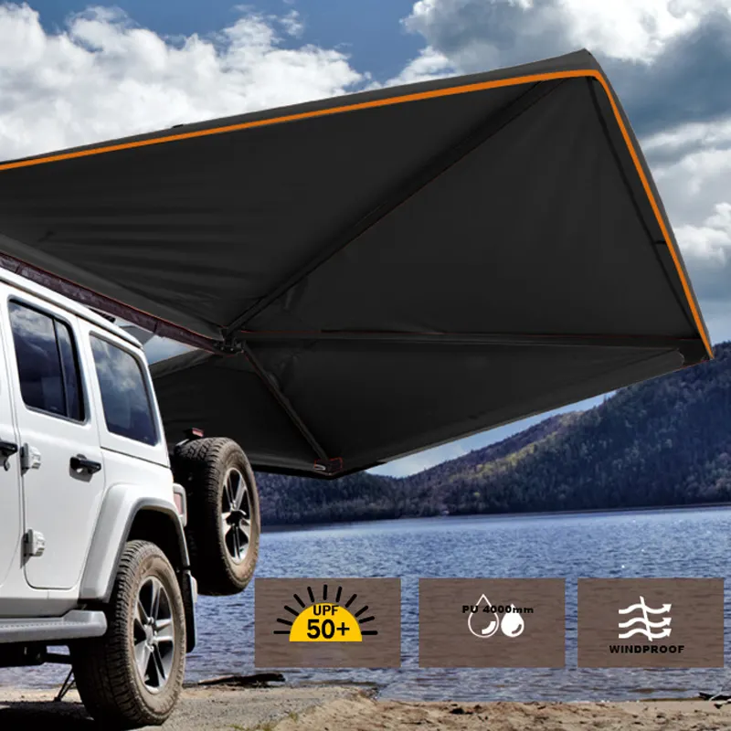 New Arrival Black Orange Color SUV MPV Car Side Retractable Awning Tent 270 Degree Automatic Opening 2M 2.5M