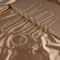Collier tennis tendance unisexe en acier inoxydable plaqué or 18 carats avec zircone cubique de 4 mm, vente en gros