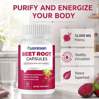 Ausreson OEM Bio 500mg Capsules d'extrait de racine de betterave Soutien immunitaire Santé cardiaque Suppléments à base de plantes Capsules de racine de betterave