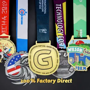 Custom 3D ריק התעמלות כדורגל פרס מדליית זהב צבע עגול ספורט כדורגל מדליות וגביעים
