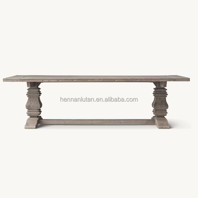 Vintage Restaurant Long Solid Wood Oka Dining Table Eating Tables for Home Use Furniture Wood Plank Dining Table