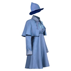 Costume de cosplay Fleur Delacour de Harry <span class=keywords><strong>Potter</strong></span>, robe uniforme bleue de l'Académie de Beauxbatons avec cape et chapeau de sorcière - Product Image 6