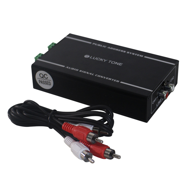 Public Address System 2 Channel Audio Signal Converter with 100V Speaker in and RCA Out