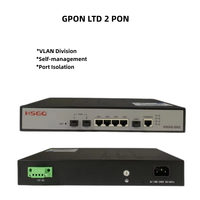 HSGQ-G02 2 Port GPON OLT Terminal Serat Optik 2 PON FTTH FTTX Peralatan Jaringan Akses Broadband dengan 9dB SFP