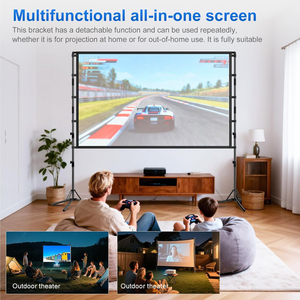 Pantalla de cine plegable de 120 pulgadas 16:9 4K Ultra HD antiarrugas con bolsa de almacenamiento portátil <span class=keywords><strong>para</strong></span> fiestas de cine en interiores y patios traseros. - Product Image 4