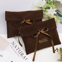 Pochette de luxe personnalisée en velours avec logo et nœud en ruban, petit sac d'emballage pour bijoux, maquillage, articles de toilette, cadeau, sac anti-poussière – Nouveauté !