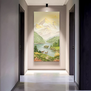 Hand Painted Oil Painting Morning Glow Landscape Art Wall Hanging Entryway Decor <b>Frameless</b> Modern Style 100% Handmade - Product Image 1