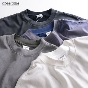 Camiseta Personalizada de 300 g/m², Tejida, 100% Algodón, Transpirable, Manga Corta, Estilo Urbano Retro, Efecto Desgastado por el Sol, Oversize, Vintage, Lavada, Unisex, Pesada - Product Image 2