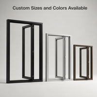 Porte accordéon bi-pliante en aluminium sans rail inférieur, double vitrage Low-E, coupe-vent, de haute qualité, avec design moderne encastré