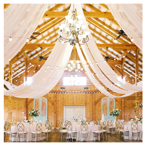 Voilages de plafond en tissu mousseline pour mariages, décoration de toit de chapiteau, drapage de fond de scène, cérémonies, décoration de scène d'hôtel - Product Image 1