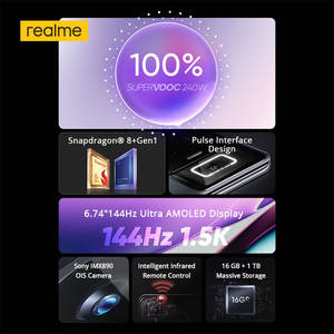 Smartphone <span class=keywords><strong>Realme</strong></span> <span class=keywords><strong>GT</strong></span> 3 5G original 2023, 120W SUPERVOOC, écran AMOLED 144Hz 1,5k, Snapdragon 8+ Gen 1, appareil photo 50MP, téléphone mobile 5G - Product Image 3
