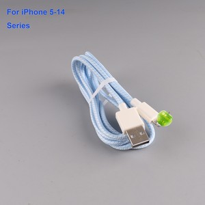 สายชาร์จ USB-A เป็น <span class=keywords><strong>iPhone</strong></span> แบบถักสีน้ำเงิน ยาว 1 เมตร ป้องกันการหักงอ 2 ชั้น สำหรับ iPad และ <span class=keywords><strong>iPhone</strong></span> ซีรีส์ <span class=keywords><strong>5</strong></span>-14 รองรับการชาร์จเร็ว - Product Image 2