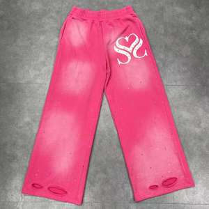 Conjunto de Moletom Oversized Vintage com Lavagem Desbotada e Zíper, Estilo Streetwear com Strass - Product Image 4