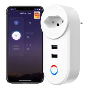Brazil Plug 16A Electrical Outlet Adapter Charging Smart Life App For Google Home Alexa Tuya Wifi Smart USB Socket