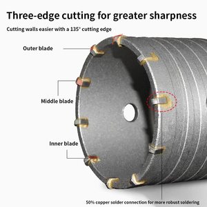 Set di Frese per Fori LAIWEI 11 Pezzi (30mm/40mm/68mm/80mm/100mm) con 3 Punte <span class=keywords><strong>SDS</strong></span>, 2 Adattatori da 300mm, Chiave Esagonale, Kit per Foratura del Calcestruzzo - Product Image 4