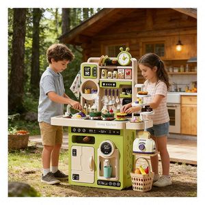 Kids <b>Kitchen</b> Toy Set Pretend Cooking Chef Station Sink Cabinet Oven Storage Learning Imagination Indoor Family <b>Play</b> Center - Product Image 4