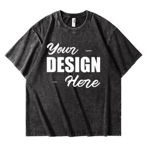 تي شيرت مخصص 230 جرام قطن بغسيل حمضي تي شيرت فضفاض طباعة شاشة وتطريز ملابس الشارع تصميم هيب هوب 100% قطن - Product Image 1