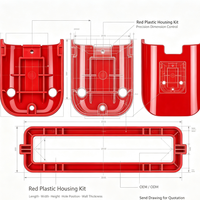 Kit de Carcasa de Plástico Rojo, Conjunto de Caja Moldeada por Inyección con Orificios de Montaje para Módulos de Controlador de Motor