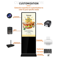 Pantalla LCD de 55 Pulgadas para Publicidad en Interiores, Kiosco con Programa de Marketing de Afiliados, Instalación en Suelo, Señalización Digital