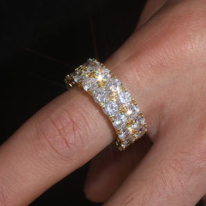 웨딩 쥬얼리 17ct VVS D 컬러 Moissanite 다이아몬드 남성 약혼 반지 18K 골드 도금 925 스털링 실버 영원 밴드 반지 - Product Image 2