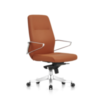 Chaise de bureau de direction en cuir PU, pivotante, réglable en hauteur, base en métal, chaise ergonomique pour le bureau