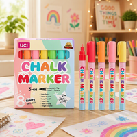 Marqueurs à craie liquide UCI, 8 couleurs, à base d'eau, pour tableau noir, verre, fenêtre, faciles à effacer, sans poussière, non toxiques