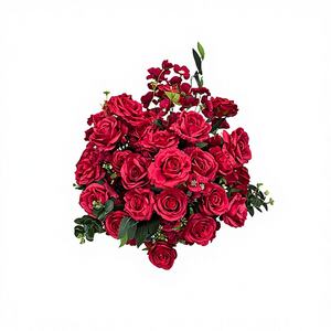 Bolas de Flores de Rosa Roja Realistas, Hechas a Mano con Seda Artificial, Ecológicas, Impermeables, para Decoración Romántica de Bodas y Regreso a Clases - Product Image 1