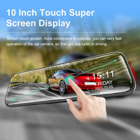 Caméra de tableau de bord 4K Ultra HD de haute qualité avec écran tactile 10 pouces, streaming, surveillance des angles morts et enregistreur de voiture avec moniteur de stationnement 24h/24