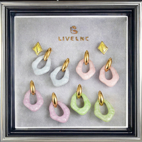 Pendientes Colgantes de Acero Inoxidable de Alta Gama con Baño de Oro, Joyería de Oreja de Resina en Colores Macaron, Lindos y Sencillos, Venta al por Mayor de Moda Transfronteriza