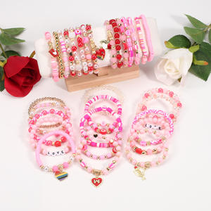 Pulseras de Moda con Dijes de Perlas Rosas y Corazón, Regalo para Mujer, Hecho en China - Product Image 3