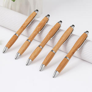 Stylo tactile rétractable classique 2 en 1, stylo à bille en bois de bambou écologique avec logo personnalisé - Product Image 2