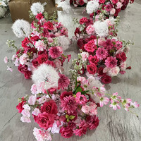 Nouvelle Boule Florale PPS Rose Madder Pissenlit en Soie pour Centre de Table Mariage Événement Décoration Maison