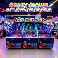 Machine d'arcade de tir de balles Crazy Clown Ball Throwing, à monnayeur, avec distribution de tickets, vente en gros pour centres commerciaux